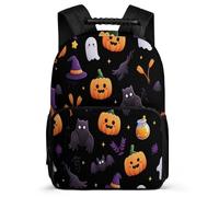 TPISLI Halloween Theme Backpack Primary Classes for Children Primary Age 6-11 Ghost School Bag Kids and Teens, 1680D Fabric Lightweight Daily Essentials