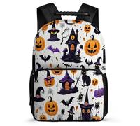 TPISLI Halloween Theme Bookbag Year 2-5 for Students School Years 2-5 Bat School Bag Kids and Teens, Soft Felt Details Side Pockets Daily Essentials