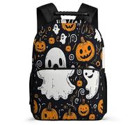 TPISLI Halloween Theme Daypack for Boys 7-11 Year Olds Ghost Backpack for Children School Years 1-4, Soft Felt Details Side Pockets Outdoor Day Trips