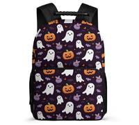 TPISLI Halloween Theme Daypack for Boys Girls Age 5-10 Ghost Daypack for Girls School Years 1-4, Adjustable Straps Sturdy Handle Back to School Gift