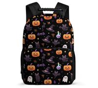 TPISLI Halloween Theme Daypack Primary School for Students 8-12 Years Bat Rucksack Kids and Teens, Padded Back Adjustable Straps Back to School Gift