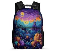 TPISLI Halloween Theme School Backpack School Years 1-4 for Boys Ages 6-10 Halloween Theme Rucksack Kids and Teens, Soft Felt Details Adjustable Straps Daily Essentials