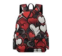 TPISLI Hearts Backpack Boys Girls Primary to Secondary School Bag Love Hearts Rucksack for Secondary Students, Lightweight Book Bag for Day Trips and Birthday Gift