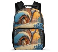 TPISLI Hedgehog Animal Daypack School Years 1-4 for Kids and Teens Primary Age 6-11 Winter Theme Daypack Boys Girls, Lightweight Side Pockets School Travel