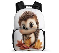 TPISLI Hedgehog Print School Backpack Age 7-12 for Girls Boys, Cute Little Animal Daypack for Children, Lightweight Bag, Side Pockets, Padded Back, Travel Daily Use