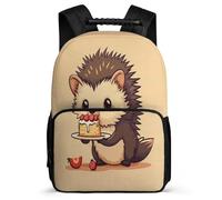 TPISLI Hedgehog School Backpack for Students Year 3-6 Cute Little Animal Daypack for Children Junior School, Soft Felt Details Side Pockets Daily Essentials