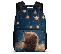 TPISLI Hedgehog School Backpack Primary Classes for Kids and Teens 7-11 Year Olds Cute Little Animal Rucksack Girls, Side Pockets Lightweight Travel Daily Use