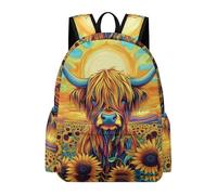 TPISLI Highland Cattle Bookbag Children Year 5 Animal Motif Backpack Teens Year 9 Lightweight Durable 15.6 Inch Laptop School Backpack Junior School Hiking Day Trips