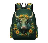 TPISLI Highland Cattle Daypack Girls Age 11 Animal Motif Book Bag Boys 10-14 Year Olds Durable Cool 14 Inch Laptop Backpack Junior School Hiking Day Trips Daily Carry