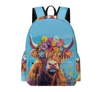 TPISLI Highland Cattle Daypack Kids 7-11 Year Olds Cow Motif Rucksack Boys Year 7-9 Modern Durable Autumn Trip School Bag Secondary School Outdoor Travel Daily Carry
