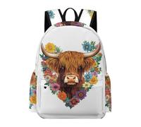 TPISLI Highland Cattle Rucksack Children Age 9 Animal Bull Daypack Students Year 6 Modern Durable 14 Inch Laptop Rucksack Secondary School Outdoor Travel Daily Carry