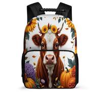 TPISLI Highland Cattle School Backpack for Boys 8-12 Years Animal Motif Backpack for Students School Years 1-4, Soft Felt Details Lightweight Birthday Gift