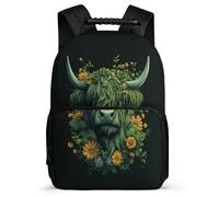 TPISLI Highland Cattle School Backpack for Kids 7-11 Year Olds Bull Print Daypack for Girls Boys Primary Classes, Soft Felt Details 1680D Fabric Birthday Gift