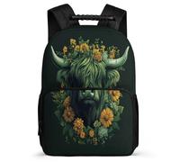 TPISLI Highland Cattle School Backpack for Students Age 5-10 Animal Motif Daypack for Boys Primary Classes, Sturdy Handle Soft Felt Details Daily Essentials