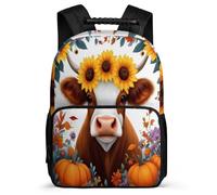 TPISLI Highland Cattle School Bag for Kids and Teens School Years 2-5 Animal Cow Daypack for Students Primary Classes, 1680D Fabric Adjustable Straps Birthday Gift