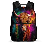 TPISLI Highland Cow Design Daypack for Kids Primary School, Cattle Backpack Age 7-12, Durable School Bag, Soft Felt Details, Short Trips, Everyday Use