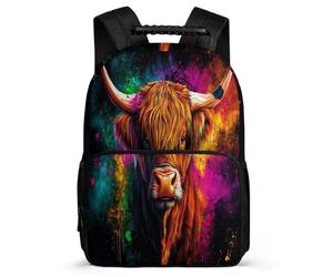 TPISLI Highland Cow Design Daypack for Students Primary Age 6-11 Cattle Daypack for Kids and Teens Junior School, Sturdy Handle 1680D Fabric Travel Daily Use