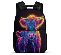 TPISLI Highland Cow Design Rucksack for Kids 6-11 Years, Bull Bookbag for Students, Durable Backpack, 1680D Fabric, Primary Classes, Daily Essentials