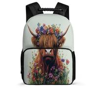 TPISLI Highland Cow Design Rucksack for Kids and Teens 7-11 Year Olds Cattle Bookbag for Kids and Teens Primary School, Sturdy Handle Lightweight Short Trips
