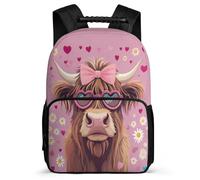 TPISLI Highland Cow Design School Backpack Junior School for Students 7-11 Year Olds Cow Bookbag Students, Soft Felt Details Lightweight Travel Daily Use