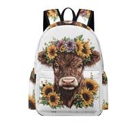 TPISLI Highland Cow Kids School Backpack Bull Motif School Rucksack Large Capacity Rucksack for Children, Schoolbags for Girls Age 8 to 15