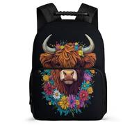 TPISLI Highland Cow Motif Daypack for Girls Primary School, Cattle Backpack 6-11 Years, Durable School Bag, Soft Felt Details, Short Trips, Everyday Use