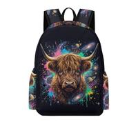 TPISLI Highland Cow Rucksack Students Year 4 Animal Bull Print Daypack Girls Year 6 Trendy Modern Autumn Trip School Bag Primary School Travel Daily Use Everyday Use