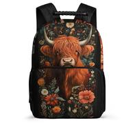 TPISLI Highland Cow School Backpack Primary Age 6-11 for Boys Girls, Cow Daypack for Students, Lightweight Bag, 1680D Fabric, Primary Classes, Daily Essentials