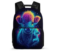 TPISLI Highland Cow School Bag Primary Classes for Kids and Teens 6-11 Years Cute Cow Design Backpack Girls Boys, 1680D Fabric Padded Back Outdoor Day Trips