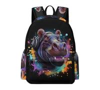 TPISLI Hippo Backpack Boys Girls Primary to Secondary School Bag Colorful Animal Rucksack for Secondary Students, Lightweight Book Bag for Day Trips and Birthday Gift
