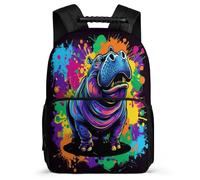 TPISLI Hippo Backpack for Children Age 5-10 Animal Motif Backpack for Kids and Teens School Years 1-4, Soft Felt Details Durable Travel Daily Use