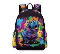 TPISLI Hippo School Bag for Boys Girls Year 5-9 Backpack Animal Motif Rucksack for Study Days, Modern Outdoor Rucksack for Daily Lessons and Weekend Travel