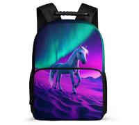 TPISLI Horse Aurora Motif Daypack for Students Age 5-10 Animal Design Daypack for Children Primary Classes, Sturdy Handle Soft Felt Details Back to School Gift