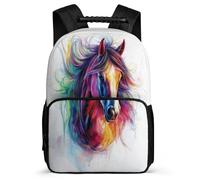 TPISLI Horse Motif Backpack for Kids 6-11 Years, Animal Pattern School Bag for Kids, Lightweight Rucksack, Side Pockets, Padded Back, Travel Daily Use