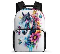 TPISLI Horse Motif Backpack Year 2-5 for Boys Girls Primary Age 6-11 Animal Pattern Backpack Girls Boys, Lightweight Soft Felt Details Back to School Gift