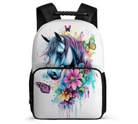 TPISLI Horse Motif Daypack Primary Classes for Students 7-11 Year Olds Animal Pattern School Bag Boys, Adjustable Straps Soft Felt Details Back to School Gift