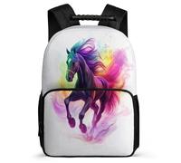 TPISLI Horse Motif Daypack School Years 1-4 for Students Primary Age 6-11 Animal Pattern Rucksack Girls Boys, Side Pockets Adjustable Straps Daily Essentials