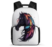 TPISLI Horse Motif Rucksack for Kids Age 5-10, Animal Pattern Bookbag for Boys Girls, Durable Backpack, 1680D Fabric, Primary Classes, Daily Essentials