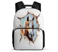 TPISLI Horse Motif School Backpack for Children 7-11 Year Olds Animal Rucksack for Students School Years 1-4, Soft Felt Details Durable Daily Essentials