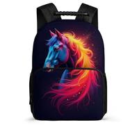 TPISLI Horse Pattern School Backpack for Girls Primary Classes Animal Horse Rucksack Ages 6-10 Students, Soft Felt Details Side Pockets Outdoor Day Trips
