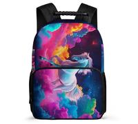TPISLI Horse Print Backpack for Children Year 3-6, Animal Motif Rucksack for Kids, Lightweight School Bag, Side Pockets, Padded Back, Travel Daily Use