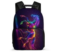 TPISLI Horse Print Backpack for Children Year 3-6, Animal Motif Rucksack for Kids, Lightweight School Bag, Side Pockets, Padded Back, Travel Daily Use