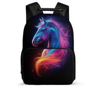 TPISLI Horse Print Bookbag for Students 6-11 Years Animal Daypack for Kids and Teens Primary Classes, Lightweight Adjustable Straps Travel Daily Use