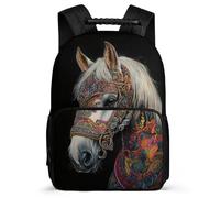 TPISLI Horse Print Daypack for Girls Boys Primary Classes Animal Horse Daypack 8-12 Years Kids and Teens, Adjustable Straps Durable Back to School Gift