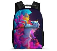 TPISLI Horse Print School Backpack for Kids 8-12 Years Animal Motif Rucksack for Kids and Teens School Years 1-4, Soft Felt Details Side Pockets Short Trips