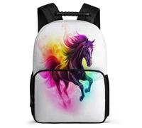TPISLI Horse Print School Backpack Primary Classes for Girls Boys Primary Age 6-11 Animal Motif Backpack Students, Sturdy Handle Adjustable Straps Short Trips