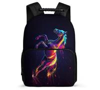 TPISLI Horse Print School Backpack Primary School for Students Ages 6-10 Animal Motif Backpack Kids and Teens, Adjustable Straps Soft Felt Details Daily Essentials