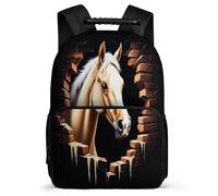 TPISLI Horse School Backpack for Kids and Teens Age 5-10 Animal Horse Backpack for Kids and Teens School Years 1-4, Durable Side Pockets Short Trips