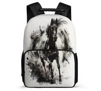 TPISLI Horse School Bag School Years 1-4 for Kids and Teens 8-12 Years Animal Illustration Backpack Children, 1680D Fabric Side Pockets Travel Daily Use