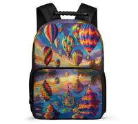 TPISLI Hot-air Balloon Daypack School Years 1-4 for Boys Girls 7-11 Year Olds Colorful Landscape Rucksack Kids and Teens, Sturdy Handle Side Pockets Back to School Gift